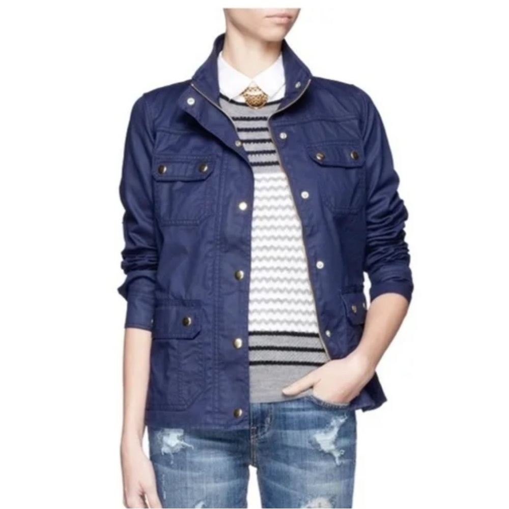 J.Crew Women’s Downtown Field Jacket XXS Navy Blue Utility MilitaryGold Buttons